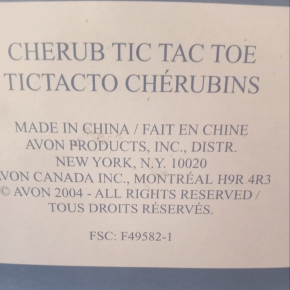 Avon Vintage Cherub Tic Tac Toe  Board and Pieces.